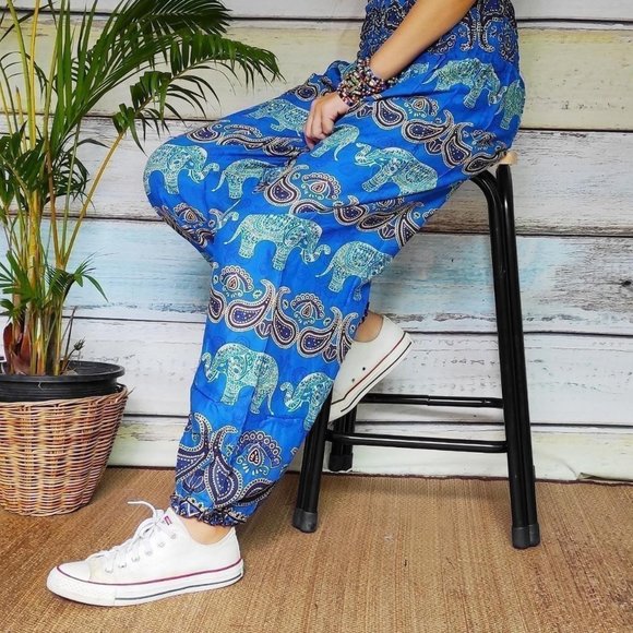 Blue elephant harem pants - Picture 2 of 4